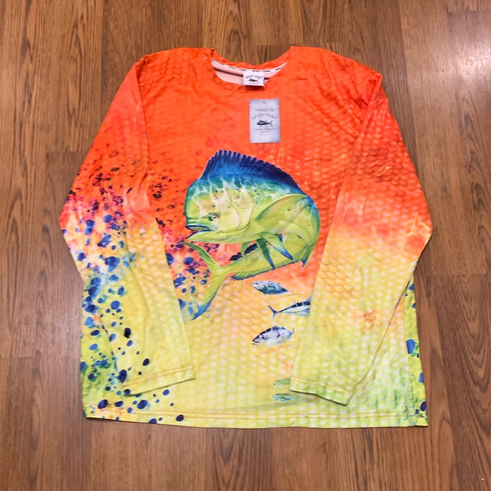 COPY - NWT Spicy Tuna Mens XL Fishing Shirt UPF 40 Moisture Wicking Athletic Sh…